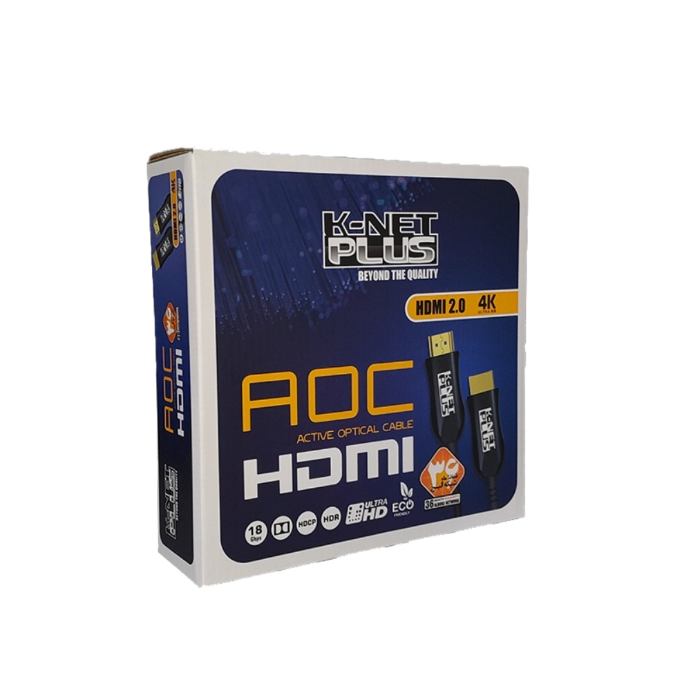 تصویر  کابل HDMI کی نت پلاس طول 25 متر مدل KP-CHAOC250 با قابلیت AOC