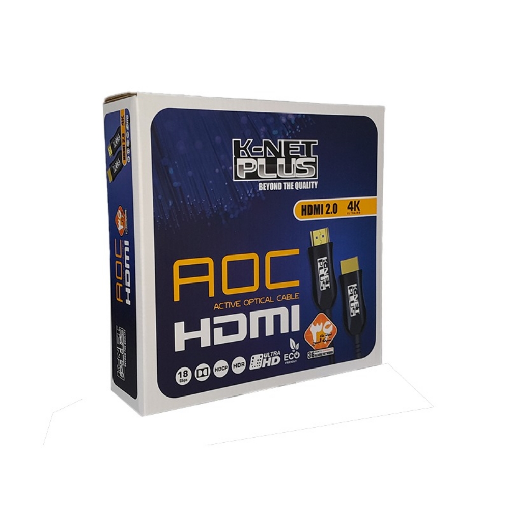 تصویر  کابل HDMI کی نت پلاس طول 60 متر مدل KP-CHAOC600 با قابلیت AOC