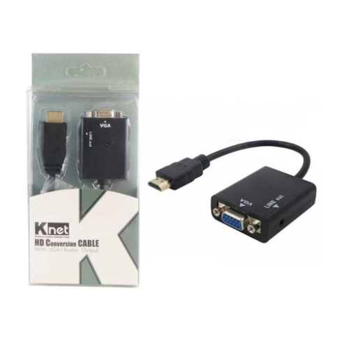 تصویر  تبدیل HDMI به VGA کی نت همراه با کابل صدا مدل K-COHD2VGAP