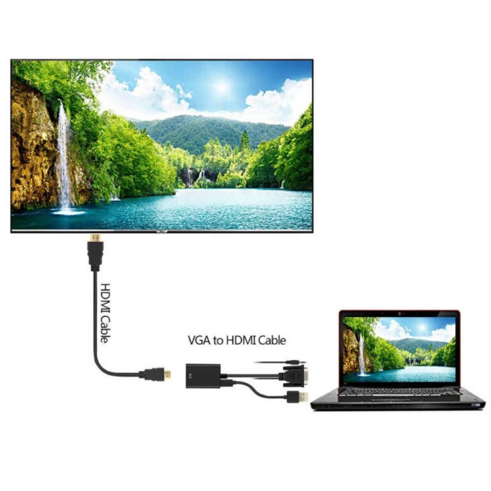 تصویر  تبدیل VGA به HDMI وی نت مدل V-COVGA2HD همراه با کابل صدا