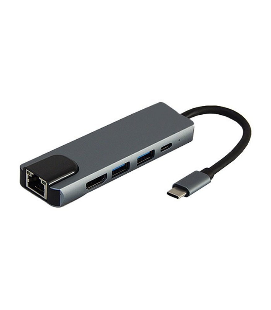 تصویر  هاب 2 پورت Type C به USB 3.0 با یک پورت HDMI و Type C و LAN با قابلیت PD کی نت K-MFCMS505