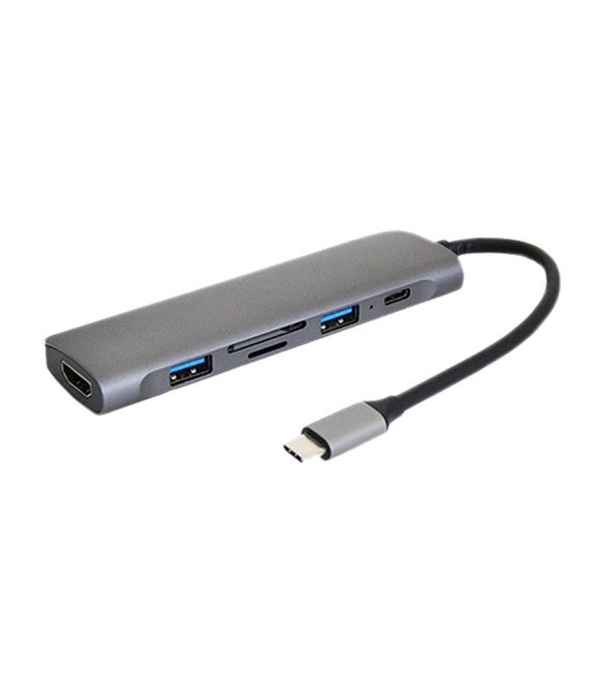 تصویر  هاب 2 پورت Type C به 3.0 USB با یک پورت HDMI و درگاه کارت حافظه با قابلیت PD کی نت K-MFCMS606