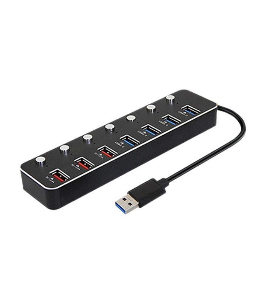 تصویر  هاب 4 پورت USB 3.0 کلید دار با 3 پورت شارژ همراه آداپتور کی نت K-HUAMH107