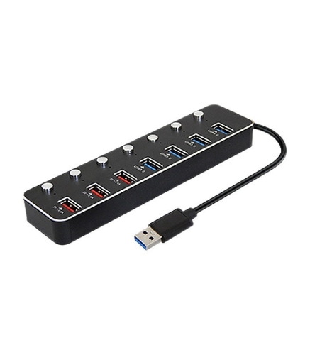 تصویر  هاب 4 پورت USB 3.0 کلید دار با 3 پورت شارژ همراه آداپتور کی نت K-HUAMH10P7