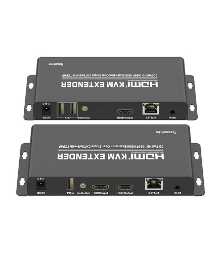 تصویر  افزایش طول 1.3 HDMI و USB (کی وی ام) بر روی کابل شبکه تا 200 متر تی سی تی TC-KEX-200P
