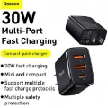 تصویر  شارژر دیواری سریع بیسوس Baseus 30W Compact Quick Charger 2U+C CN CCXJ-C01