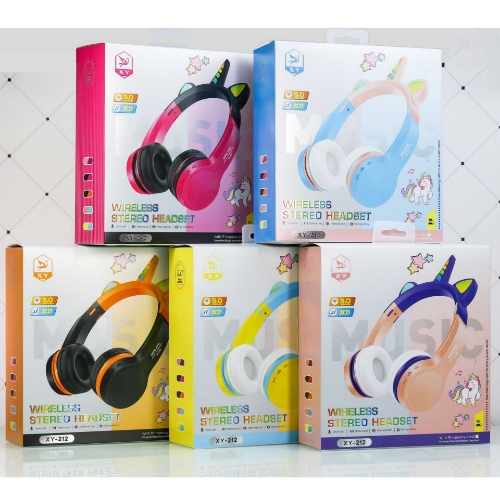 تصویر  هدفون بی سیم بچگانه طرح اسب تک شاخ مدل XY-212