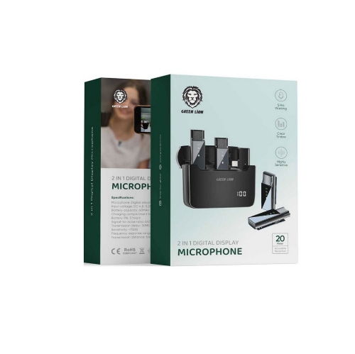 تصویر  میکروفون یقه ای بی سیم گرین لاین مدل GN2IN1DDMLTBK 2in1 رابط Lightning