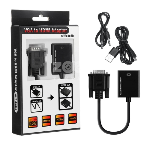 تصویر  تبدیل VGA به HDMI همراه با کابل AUX و پاور