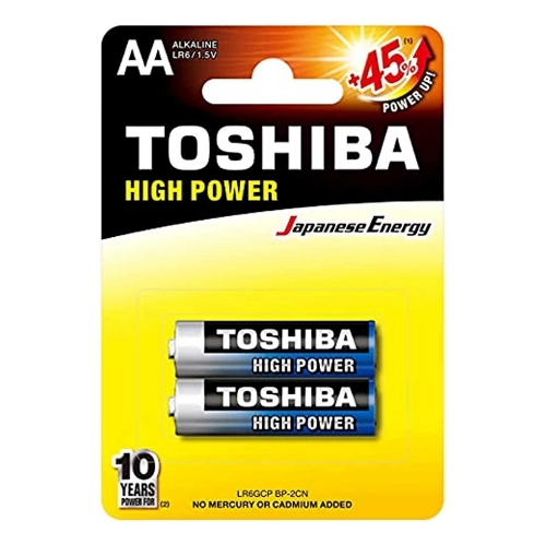 تصویر  باتری آلکالاین قلمی(AA) توشیبا مدل High Power بسته 2 عددی