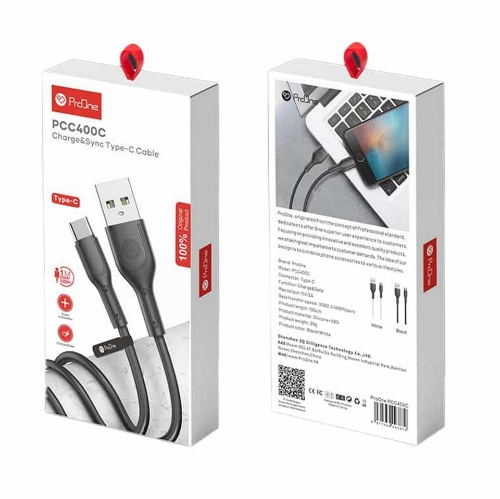 تصویر  کابل تبدیل USB به Type C پرووان مدل PCC400C  طول 1 متر