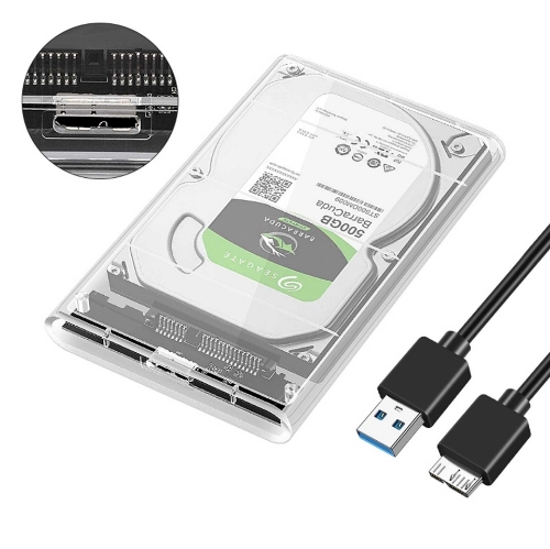 تصویر  باکس تبدیل SATA به USB 3.0 هارددیسک 2.5 اینچ مدل شیشه‌ای