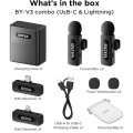 تصویر  میکروفون یقه ای بی سیم بویا مدل V3 COMBO رابط Type C و Lightning