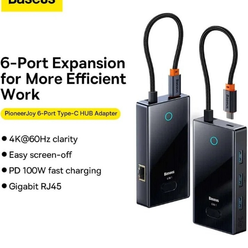 تصویر  هاب 6 پورت USB-C بیسوس مدل BS-OH078