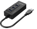 تصویر  هاب 3 پورت USB 3.0 با خروجی شبکه اوریکو مدل HR01-U3