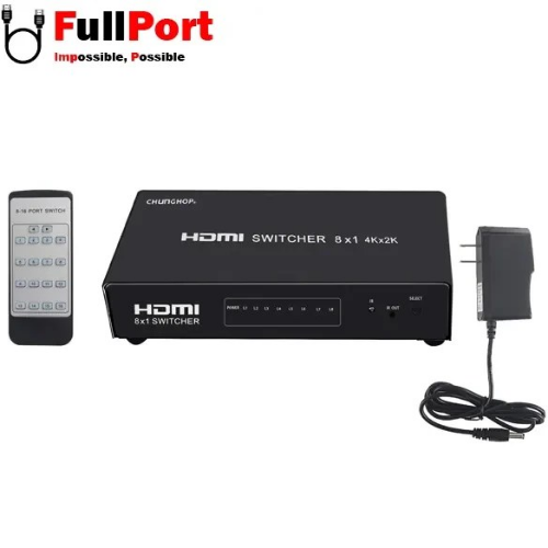 تصویر  سوئیچ ۸ پورت HDMI کی نت مدل K-SWHD2008 با ریموت کنترل
