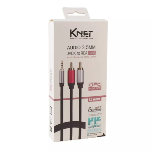 تصویر  کابل 1 به 2 صدا کی نت K-C136 جک 3.5 به RCA نری